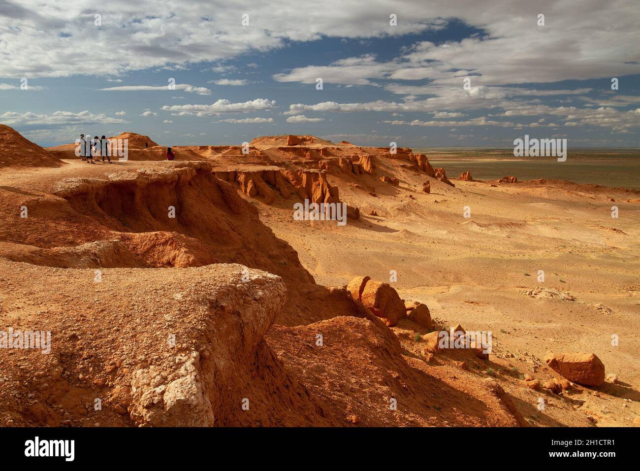 The Flaming Cliffs bei Bazanzag in der Wüste Gobi, Mongolei Stockfoto