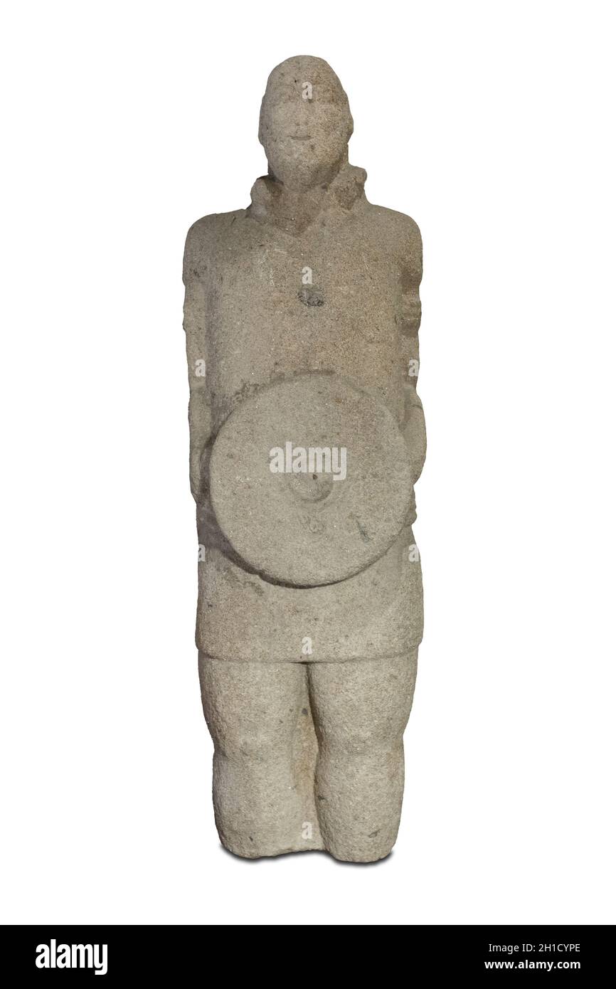 Lusitanische Krieger-Statue. Nationales Archäologiemuseum, Lissabon, Portugal Stockfoto