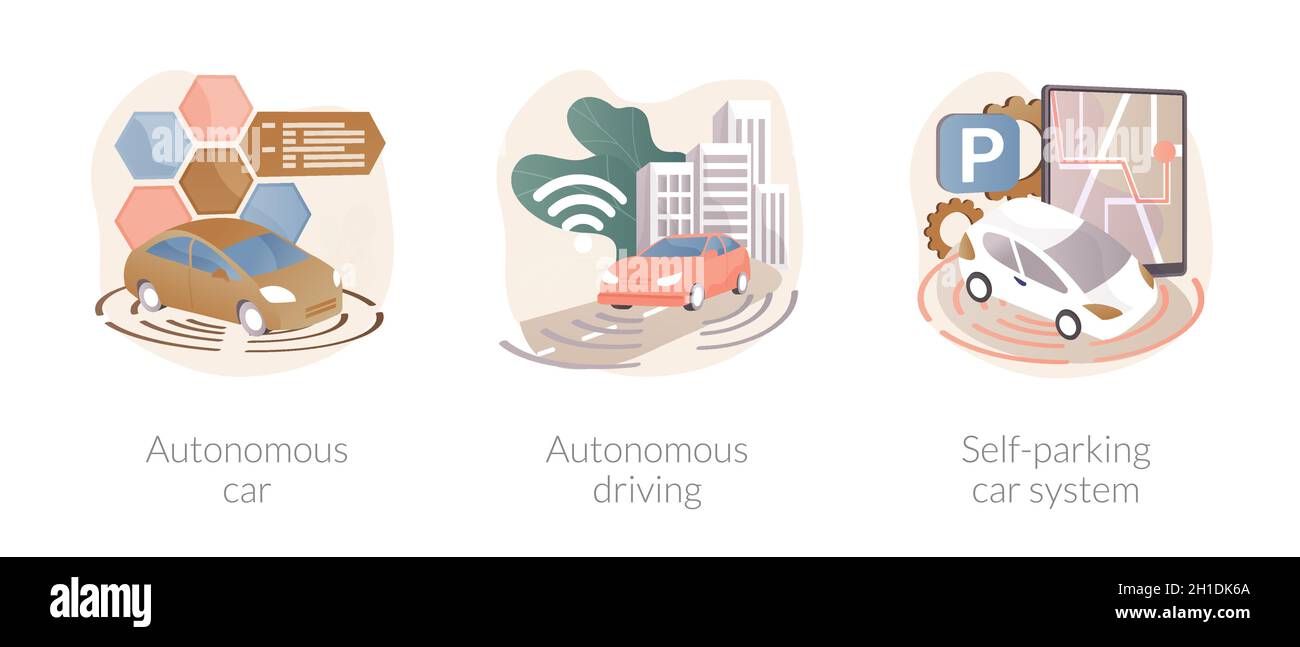 Autonomes Fahrzeug abstrakte Konzept Vektor Illustrationen. Stock Vektor