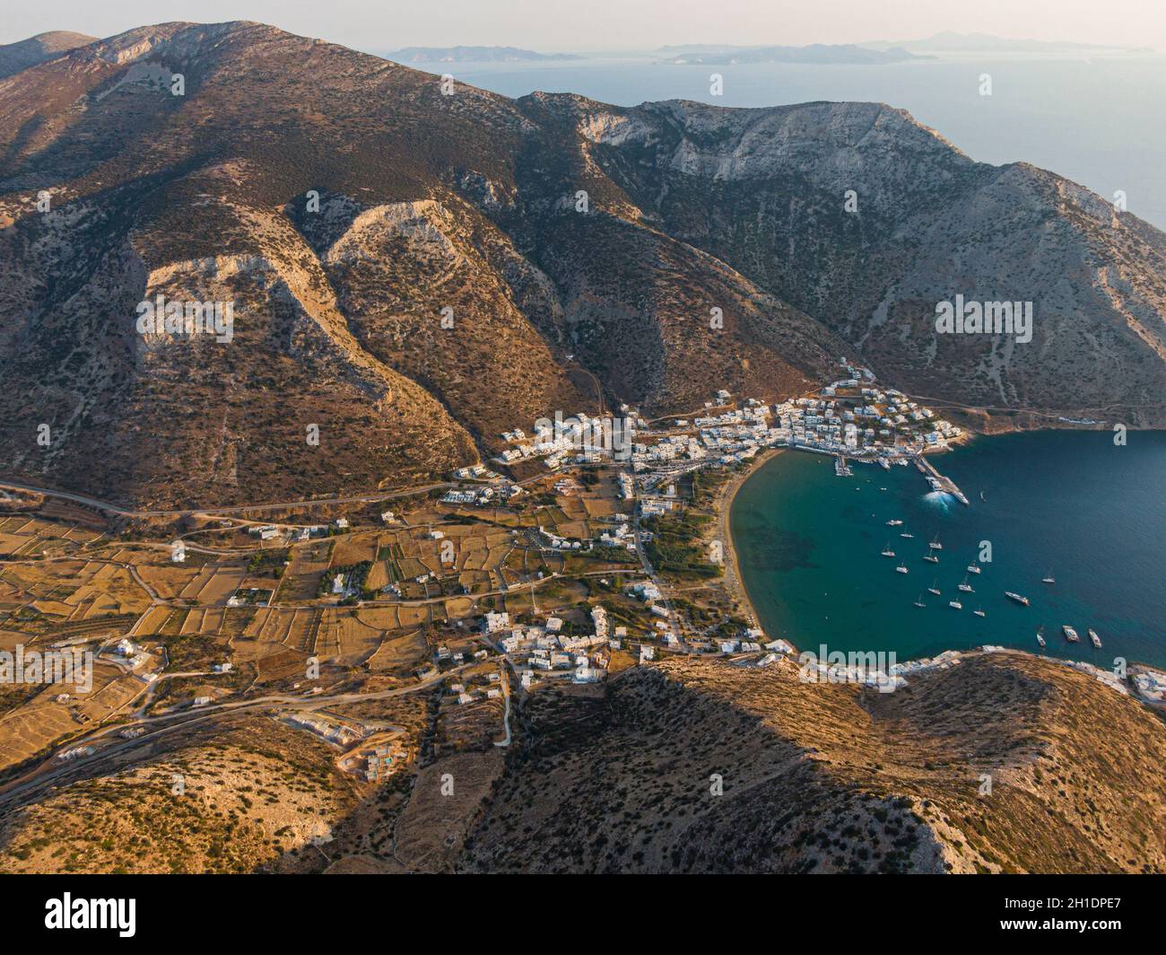 Luftaufnahme von Kamares, griechische Insel sifnos Stockfoto