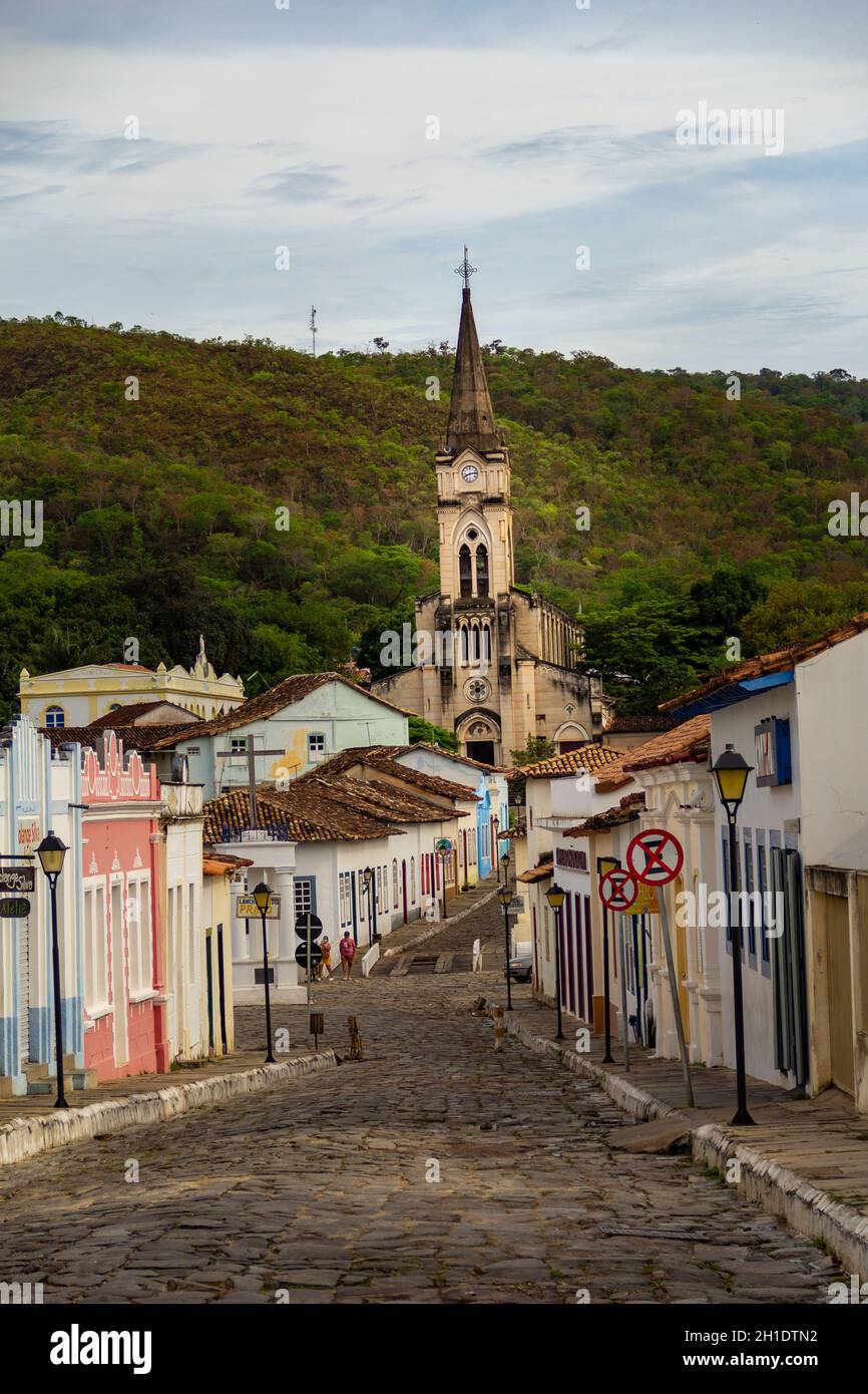 Blick Auf Die Stadt Goias Goias Velho Mit Der Kirche Unsere Liebe Frau Vom Rosenkranz Im Hintergrund Stockfotografie Alamy