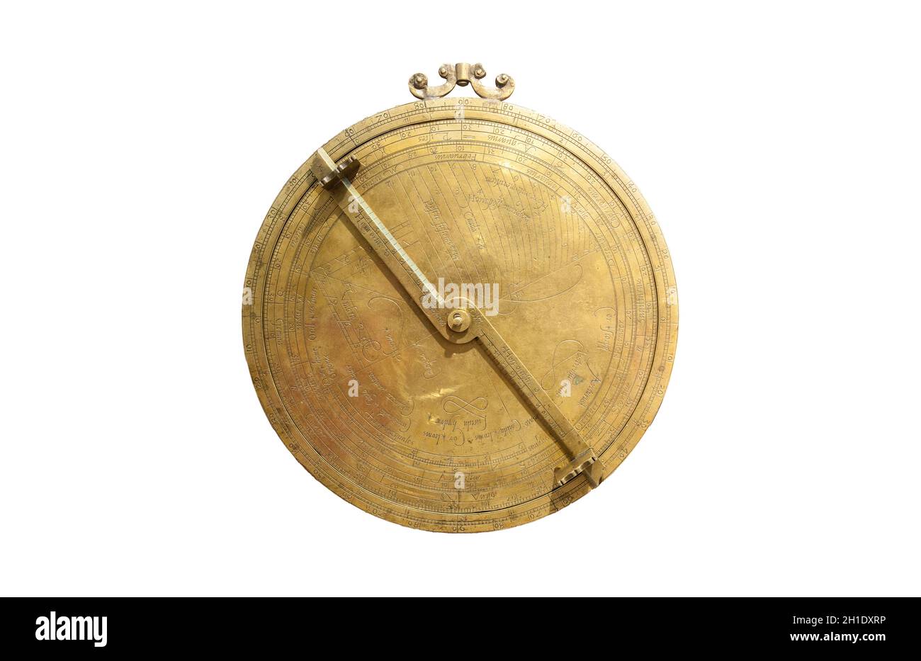 Astrolabium aus Kupferlegierung aus dem 16. Jahrhundert. Nationales Archäologisches Museum, Lissabon, Portugal Stockfoto