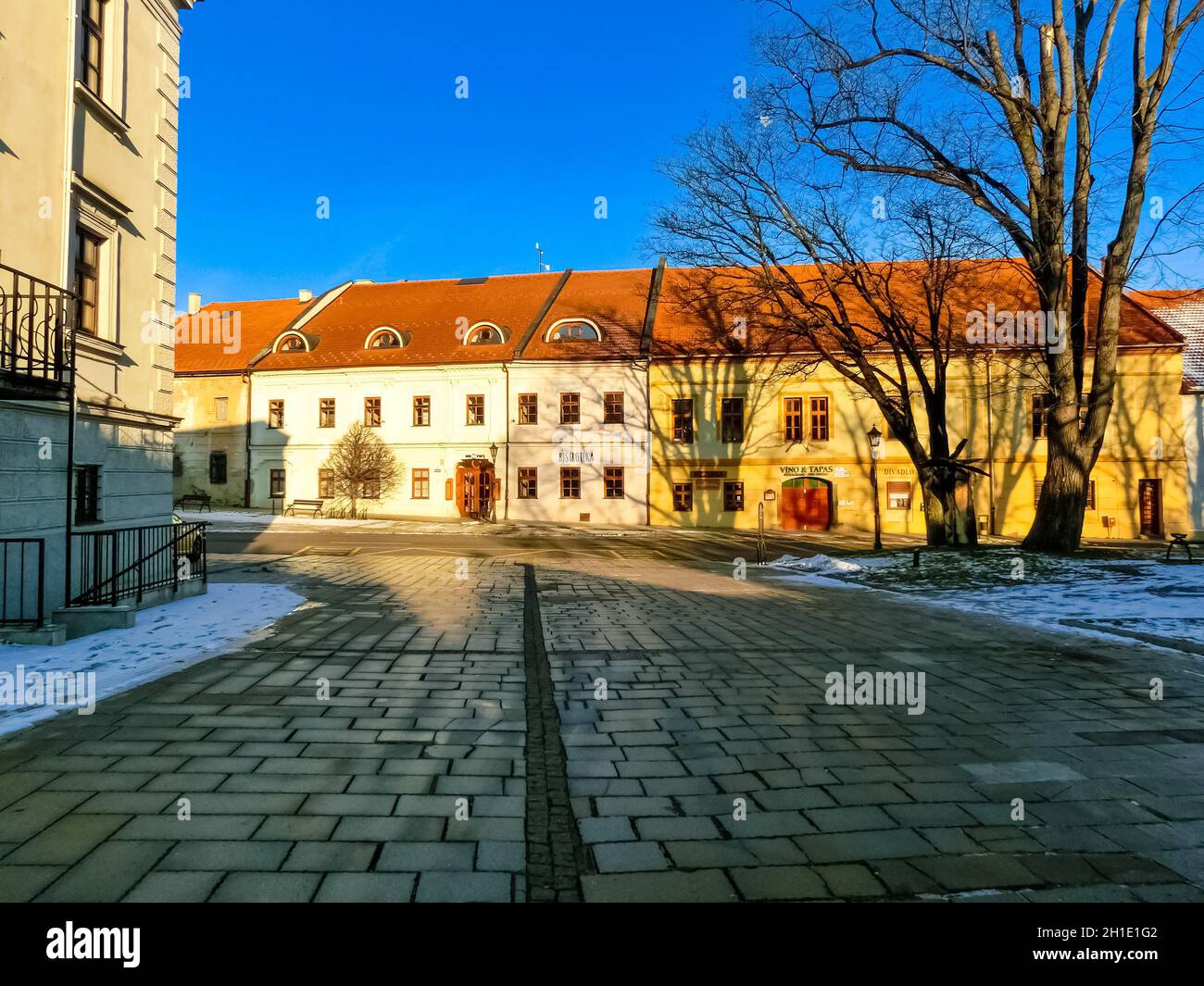 Poprad, Slowakei - 01. Januar 2020: Die alte slowakische Stadt Spisska Sobota in Poprad, Slowakei am 01. Januar 2020 Stockfoto