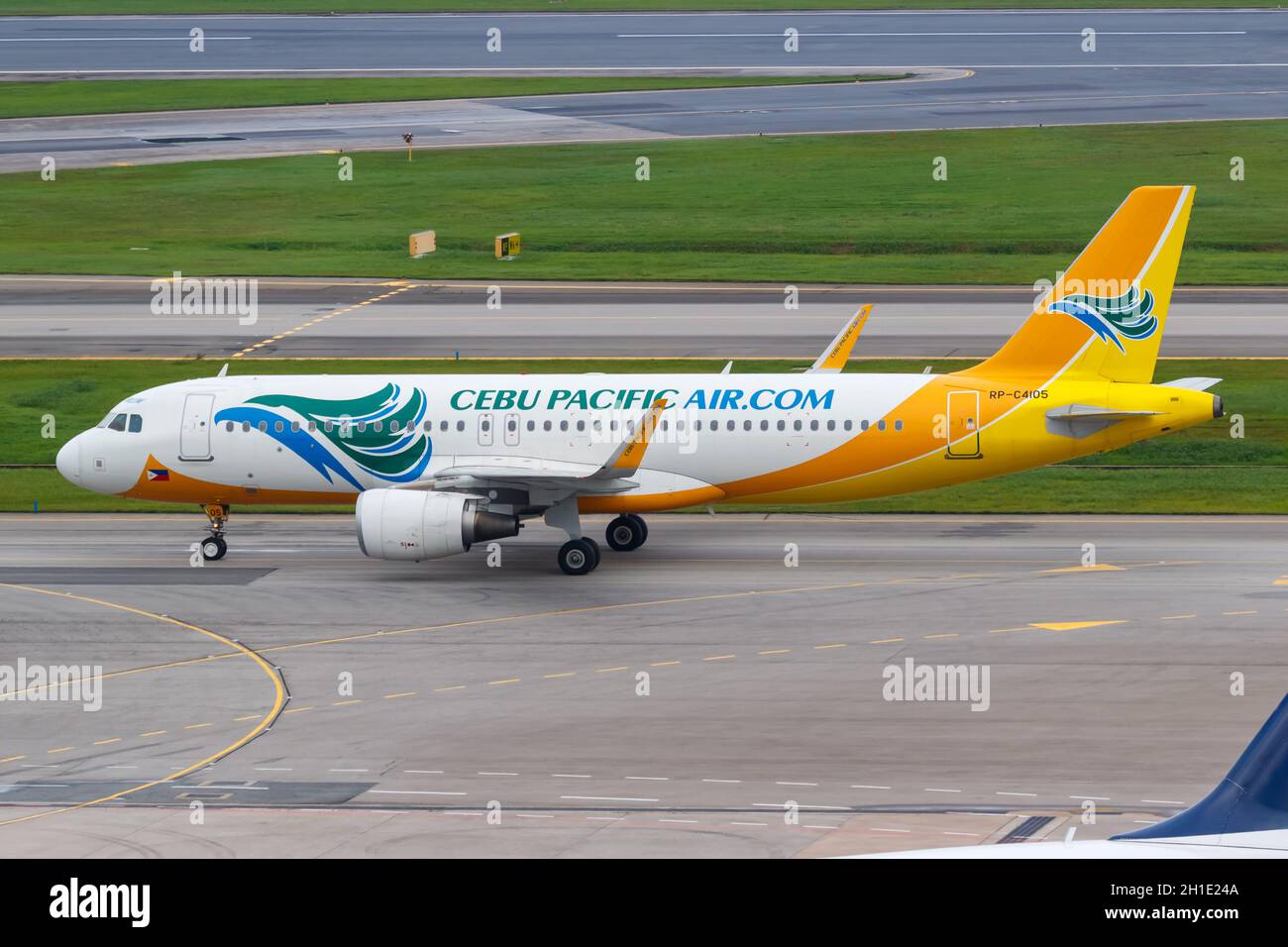 Changi, Singapur – 29. Januar 2018: Cebu Pacific Air Airbus A320 Flugzeug am Changi Flughafen (SIN) in Singapur. Airbus ist eine europäische Flugzeugmanufazrat Stockfoto