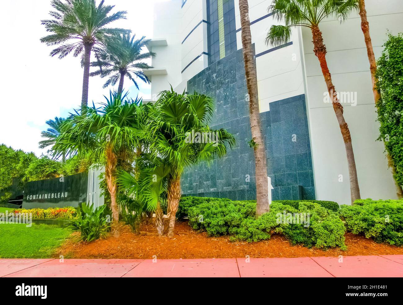 Miami, Vereinigte Staaten von Amerika - 30. November 2019: Straße mit berühmten Hotels an der Collins Avenue in Miami Beach in den USA Stockfoto