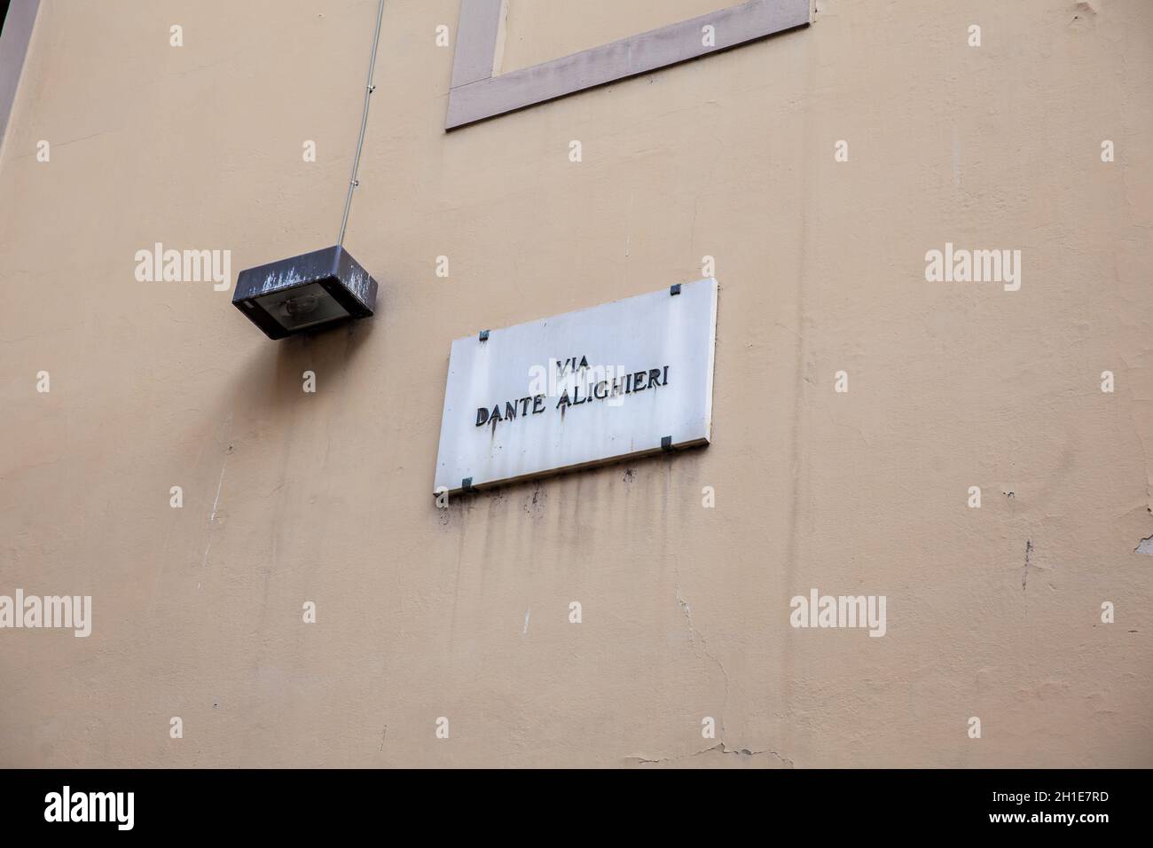 Florenz, Italien - April, 2018: Dante Allighieri House Museum in der Via Dante Alighieri Stockfoto