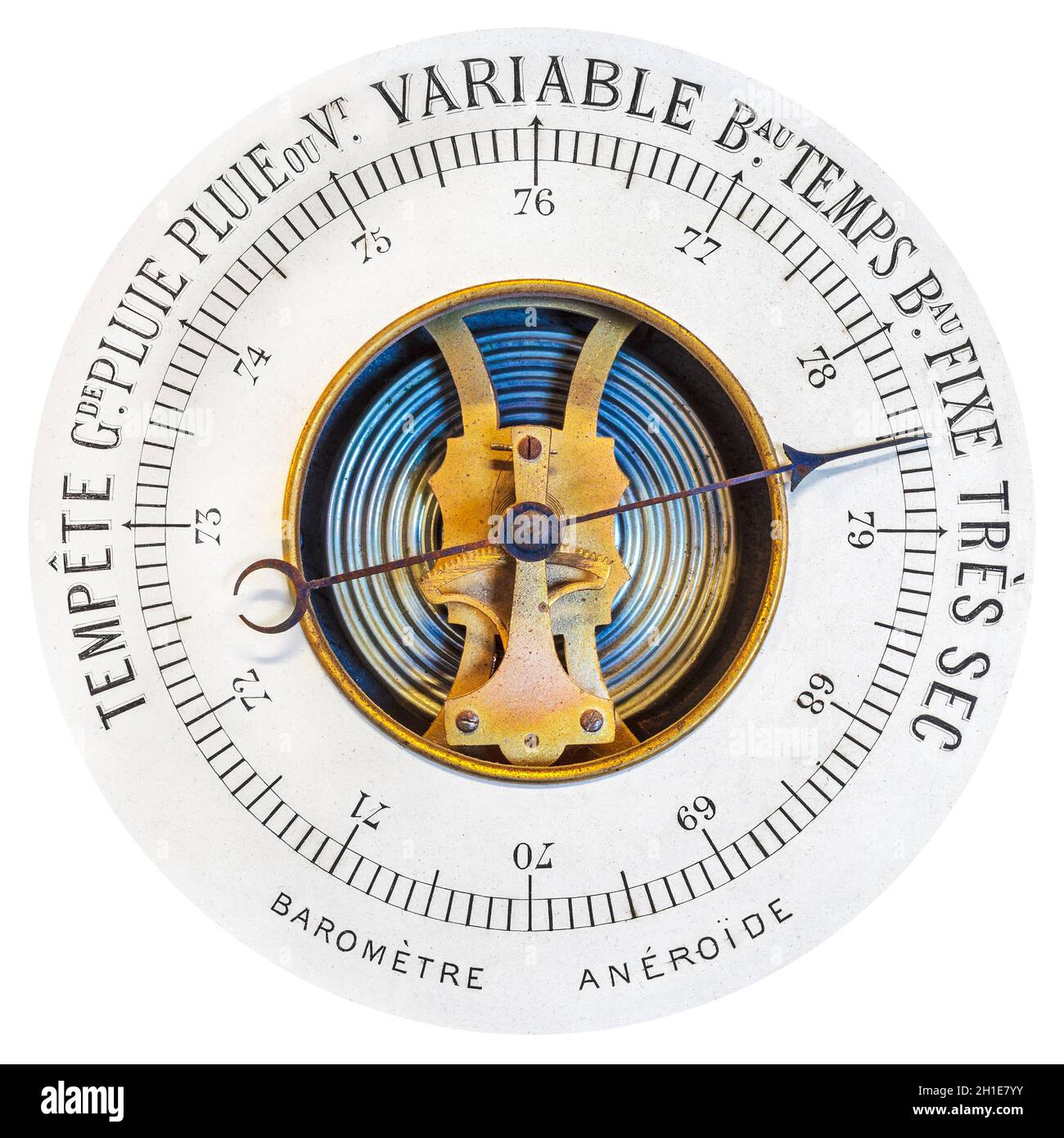 Vintage Französisch Barometer isoliert auf einem weißen Hintergrund Stockfoto