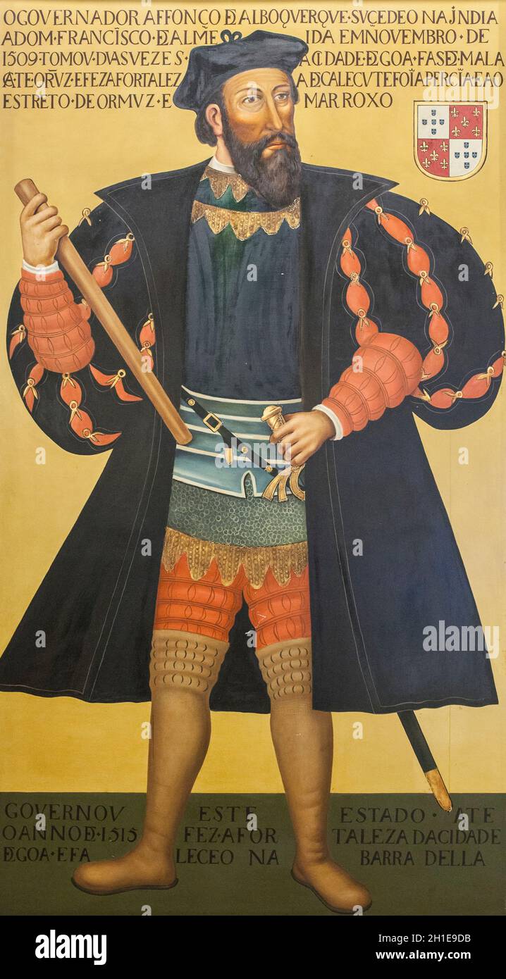 Afonso de Albuquerque, Herzog von Goa. Portugiesischer General, ein großer Eroberer. Unbekannter Künstler, 1545. Marinemuseum, Lissabon, Portugal Stockfoto