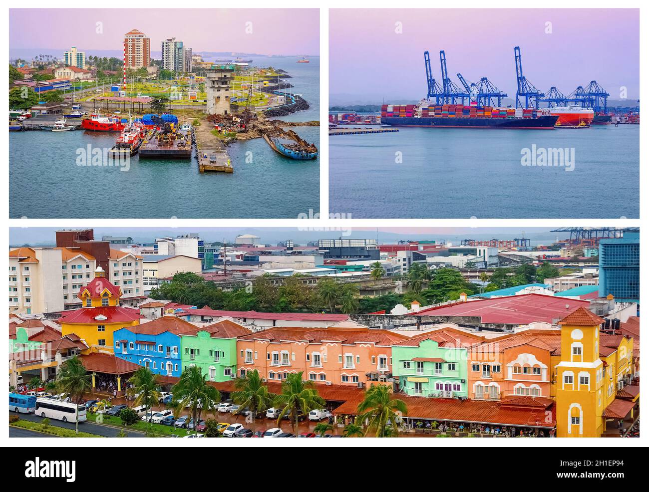 Colon ist ein Seehafen an der Karibikküste von Panama. Die Stadt liegt in der Nähe des karibischen Meereingangs zum Panamakanal. Stockfoto