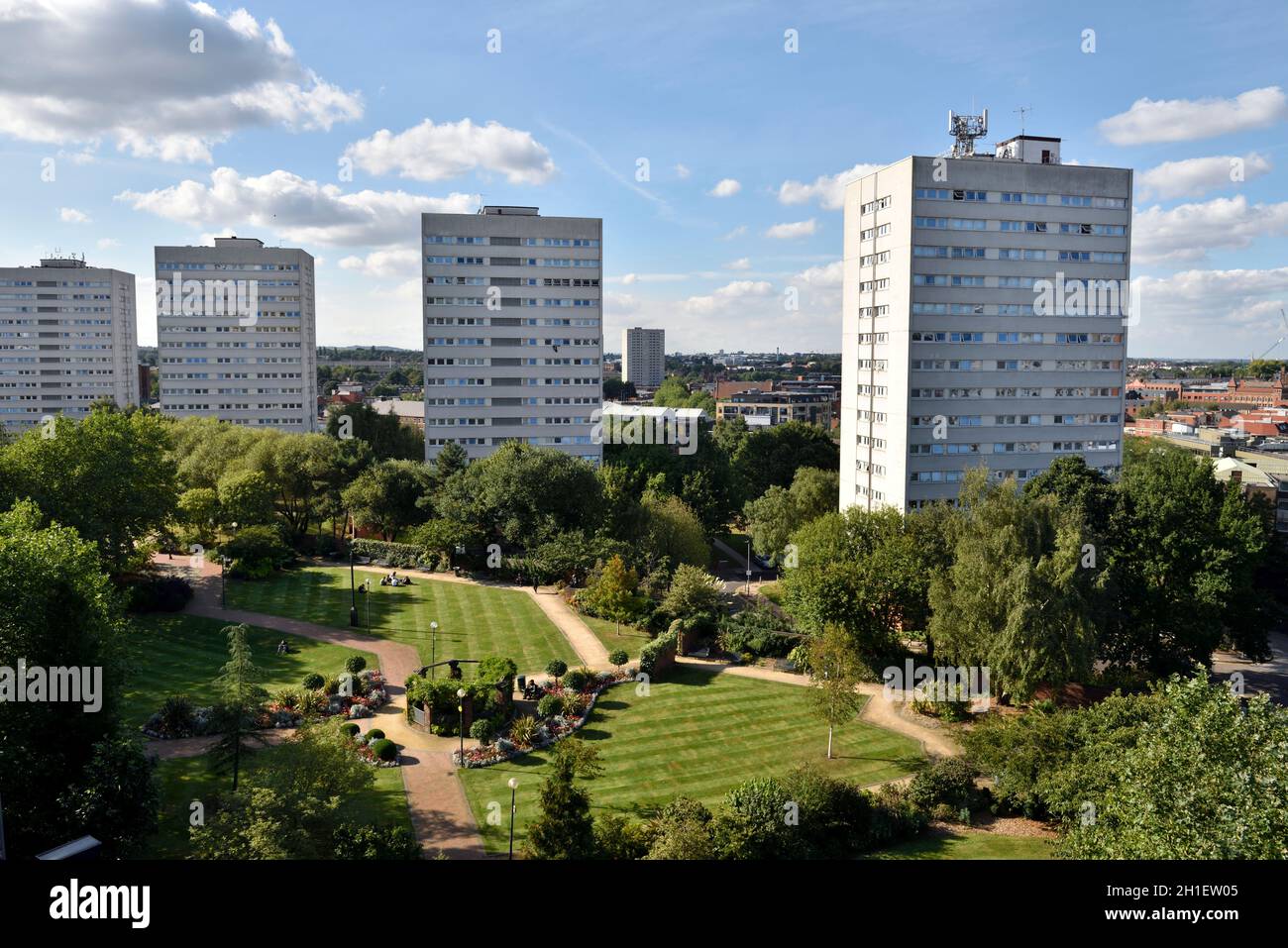 Wohntürme Wohnblocks, Apartments in Birmingham, Großbritannien Stockfoto