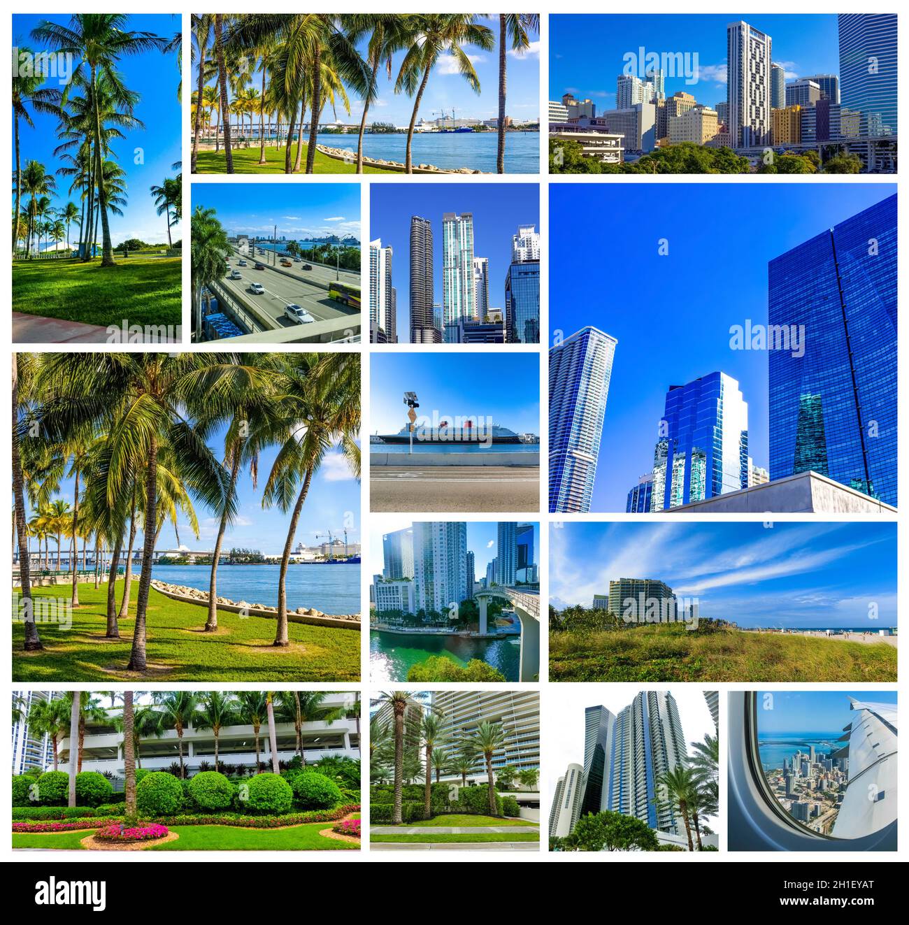 Collage über Miami, Florida, Vereinigte Staaten von Amerika. Es ist ein weltberühmter Reiseort. Stockfoto