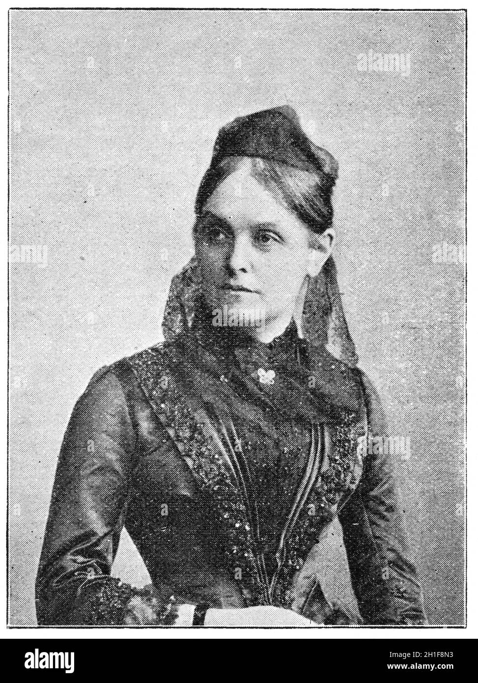 Porträt von Minna Cauer - eine deutsche Pädagogin, Journalistin und radikale Aktivistin innerhalb der bürgerlichen Frauenbewegung. Illustration des 19. Jahrhunderts Stockfoto