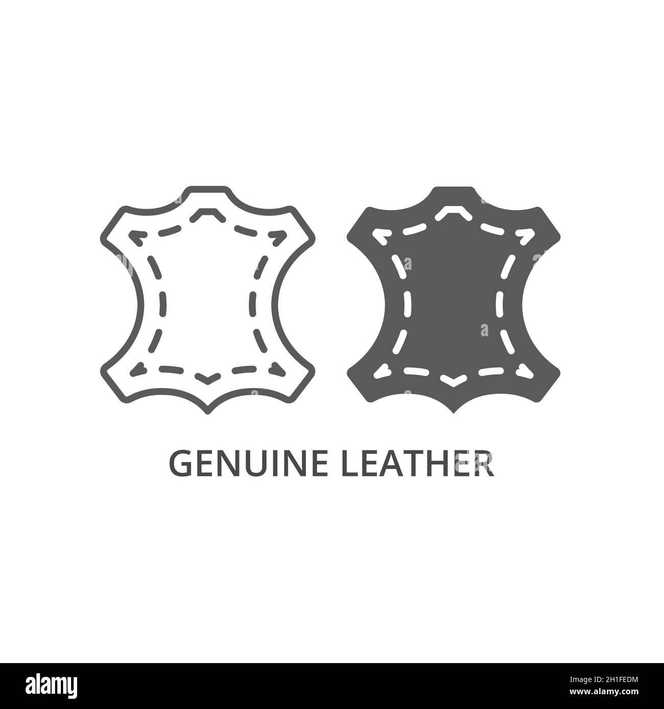 Vektor-Symbol aus echtem Leder in Schwarz. Glyphe und Linie einfaches Symbol. Stock Vektor