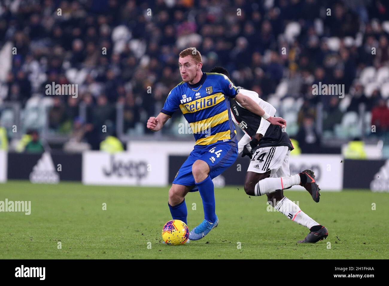 Torino, Italien. 19. Januar 2020. Italienische Serie A Juventus FC vs Parma Calcio. Dejan Kulusevski von Parma Calcio. Stockfoto