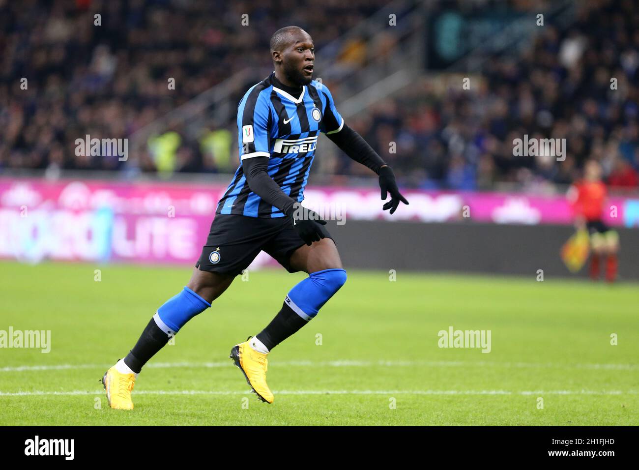 Mailand, Italien. Februar 2020. COPPA Italia Halbfinale erste Etappe . FC Internazionale gegen Ssc Neapel. . Romelu Lukaku vom FC Internazionale. Stockfoto