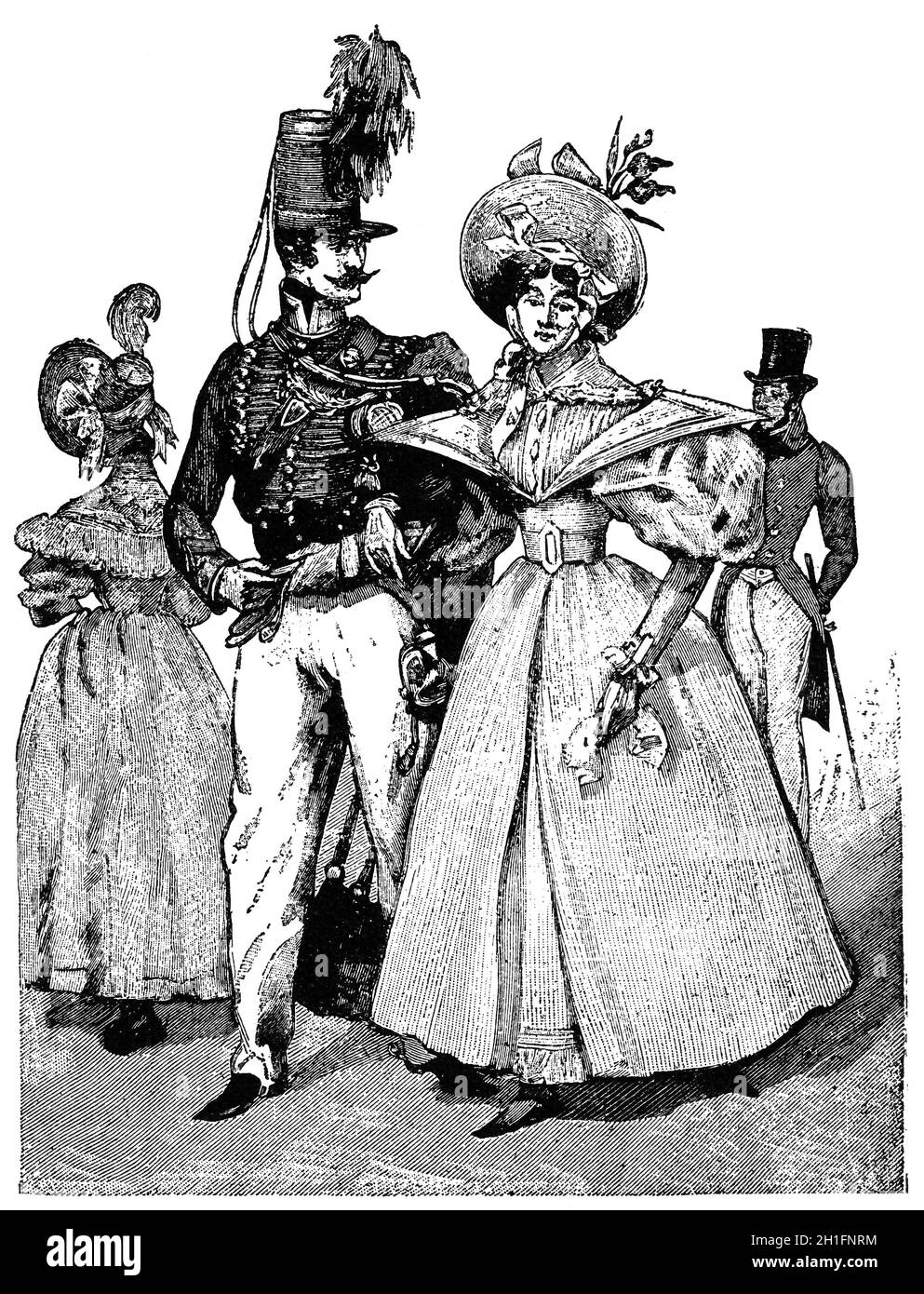 Wien Mode, 1842. Illustration des 19. Jahrhunderts. Weißer Hintergrund. Stockfoto