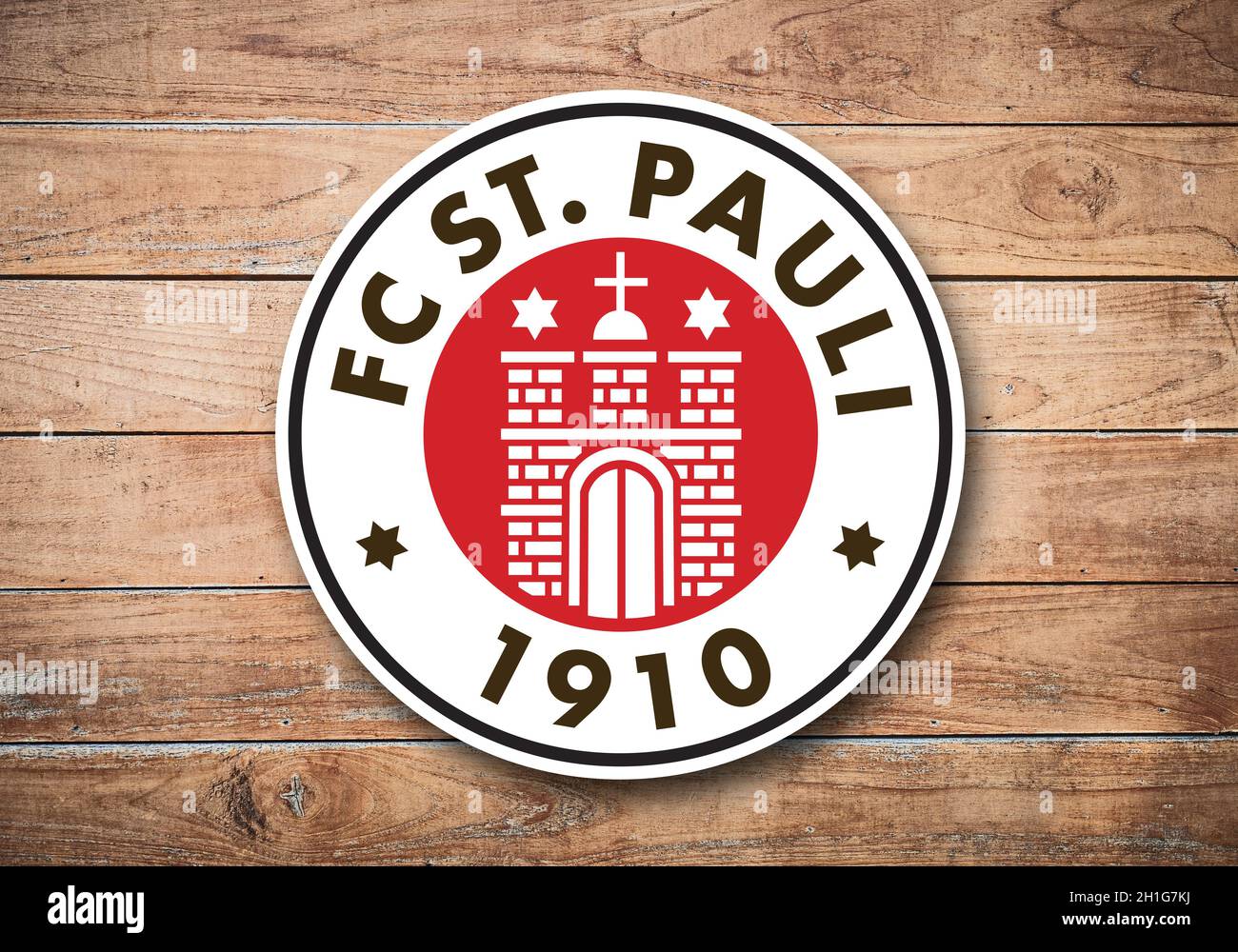 Wappen FC St. Pauli, mit Sitz im Hamburger Stadtteil St. Pauli, einem Fußballverein aus Deutschland Stockfoto