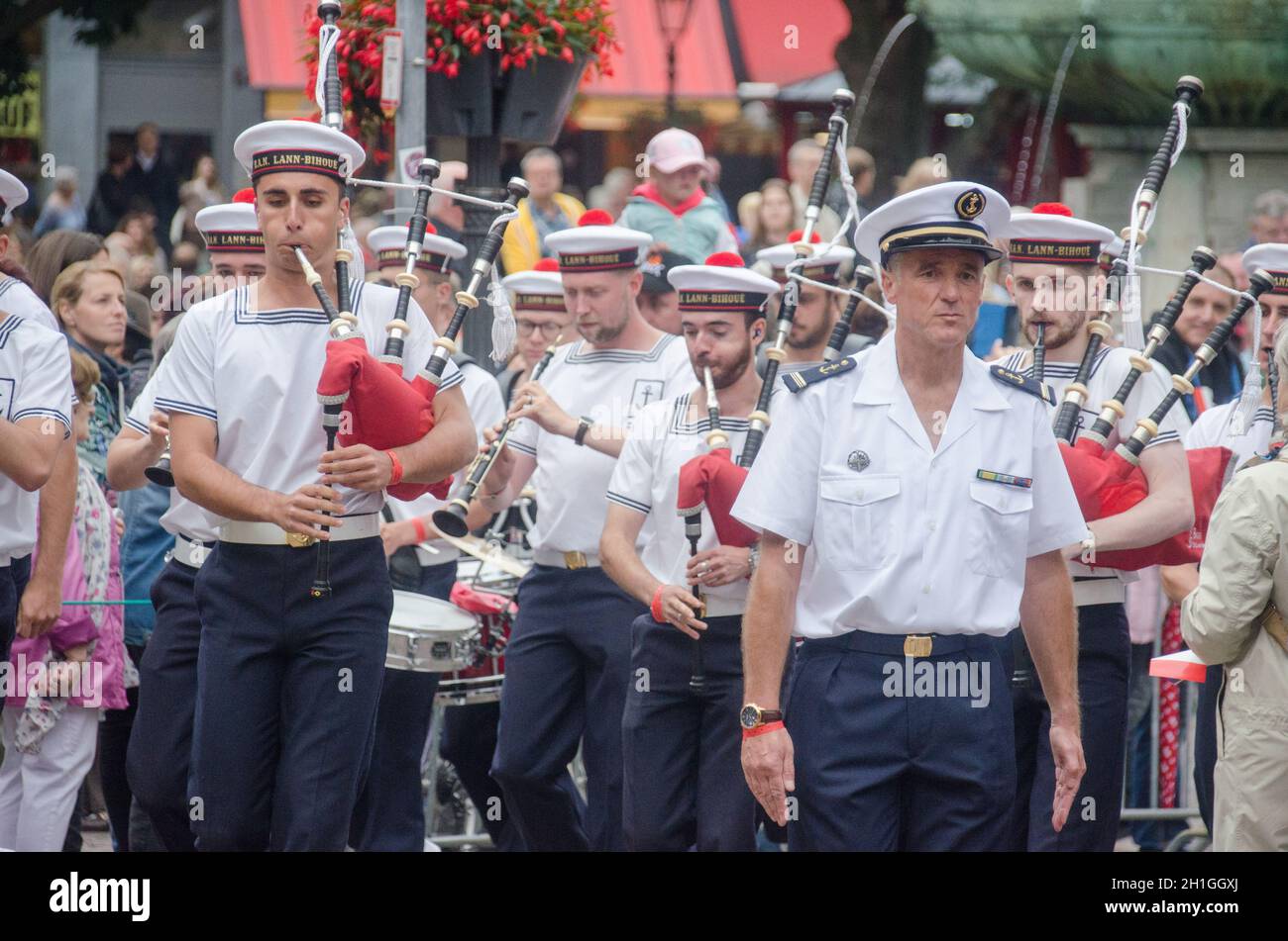 Aachen Aachen Juni 2019: Bagad de Lann Bihoué auf der CHIO Pferdeshow Stockfoto