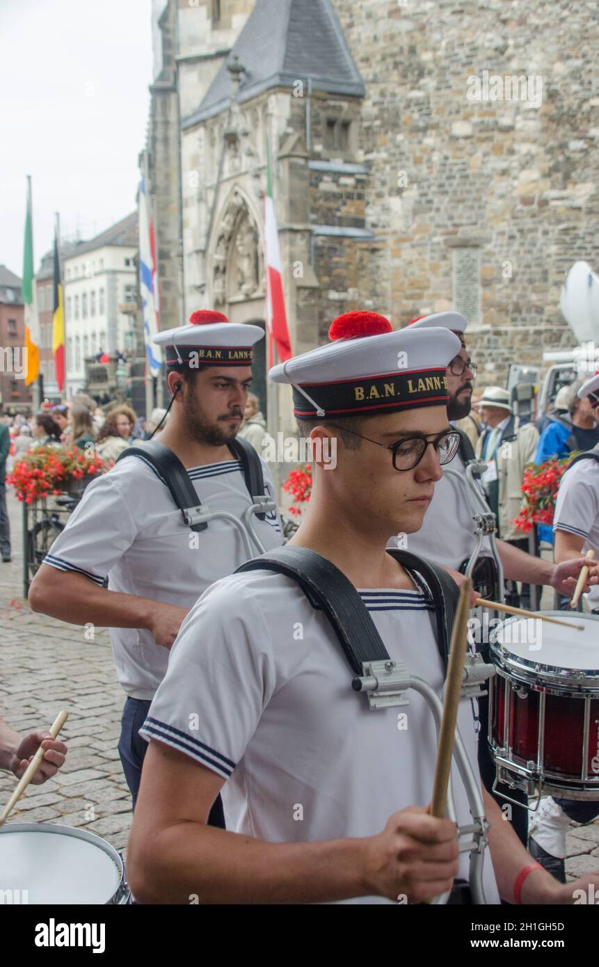 Aachen Aachen Juni 2019: Bagad de Lann Bihoué auf der CHIO Pferdeshow Stockfoto