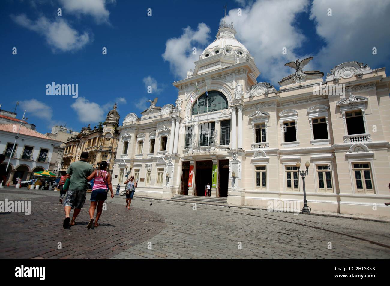 salvador, bahia / brasilien - 23. Mai 2015: Blick auf den Rio Branco Palast im historischen Zentrum der Stadt Salvador. *** Ortsüberschrift *** Stockfoto