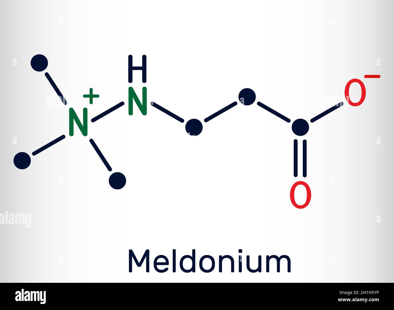 Meldonium-Molekül. Kardioprotektives Medikament, das zur Behandlung von Herzinsuffizienz, Myokardinfarkt, Arrhytomiese, Atherosklerose, Diabetes verwendet wird. Skelett Stock Vektor