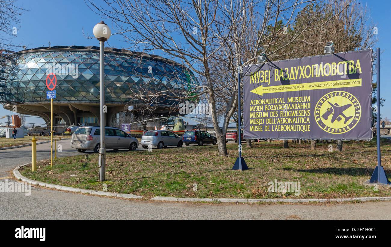 Belgrad, Serbien - 22. Februar 2020: Luftfahrtmuseum am Nikola Tesla Flughafen in Belgrad, Serbien. Stockfoto