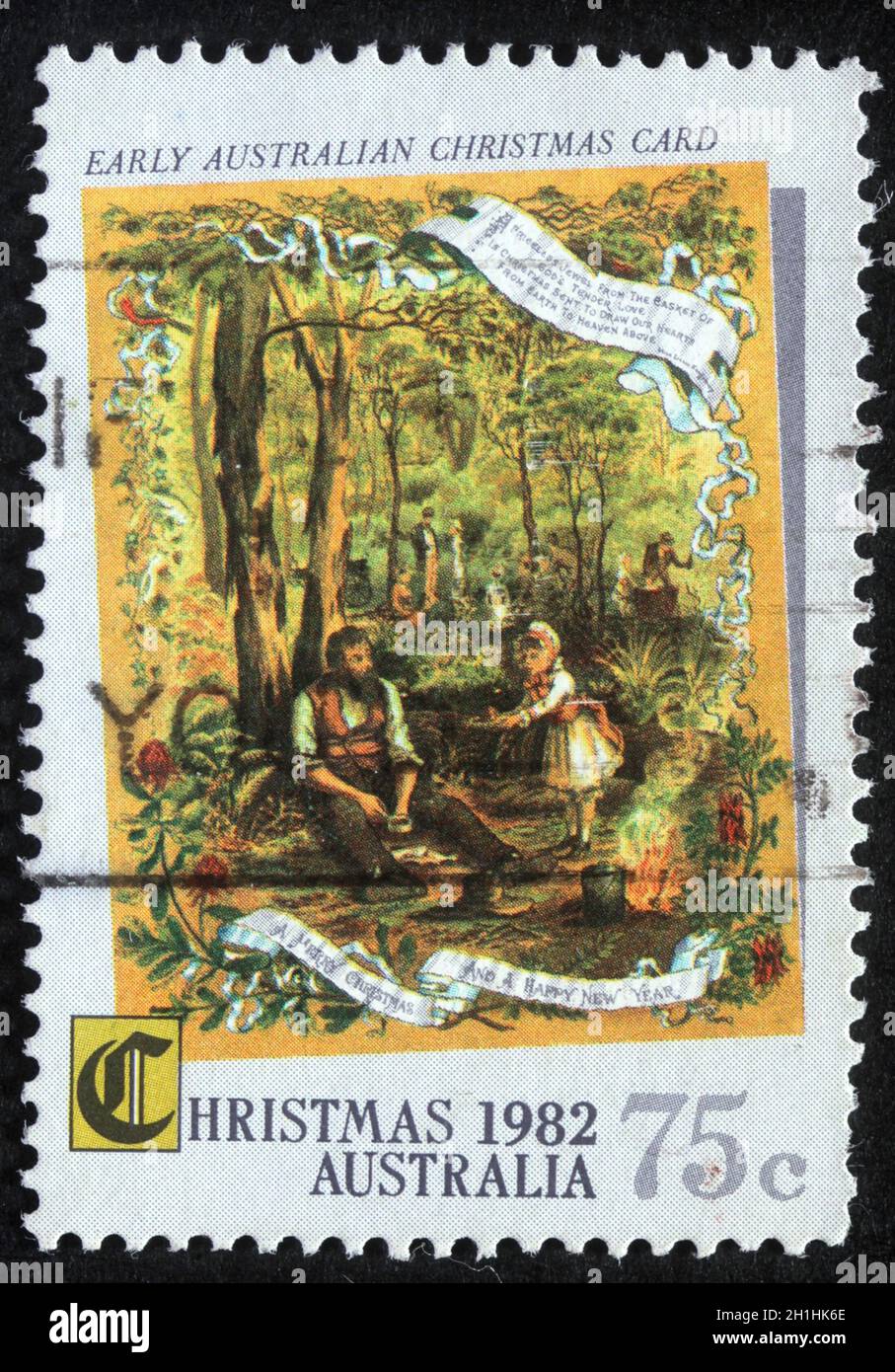 Weihnachtsmarke gedruckt in Australien, um 1982 Stockfoto