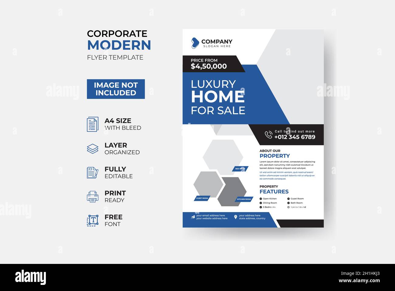 Modernes Immobilien Flyer Template Design Stock Vektor