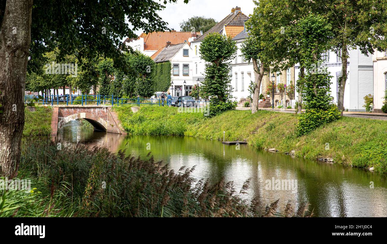 Brücke über den Fürstenburggraben in Friedrichstadt Stockfoto