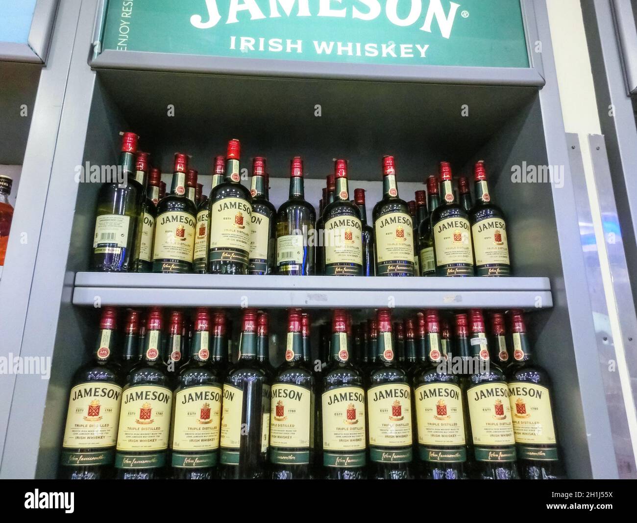 Kiew, Ukraine - 6. September 2020: Jameson Irish Whiskey am 6. September 2020 im Geschäft in Kiew, Ukraine Stockfoto