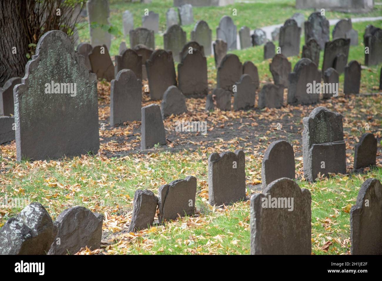 Grabsteine im Granary Burying Ground in Boston, Massachusetts Stockfoto