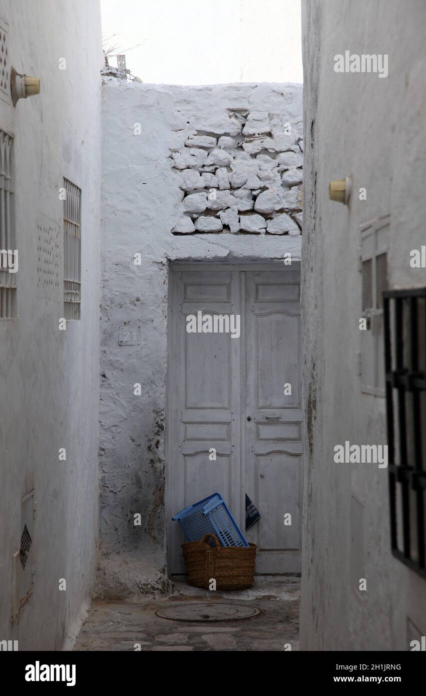 Tür in tunesischen Stadt Hammamet Stockfoto