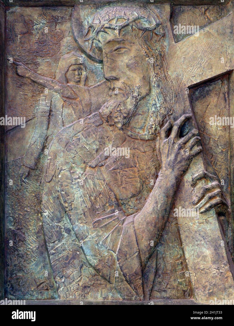2. Kreuzweg, Jesus ist sein Kreuz gegeben. Stockfoto