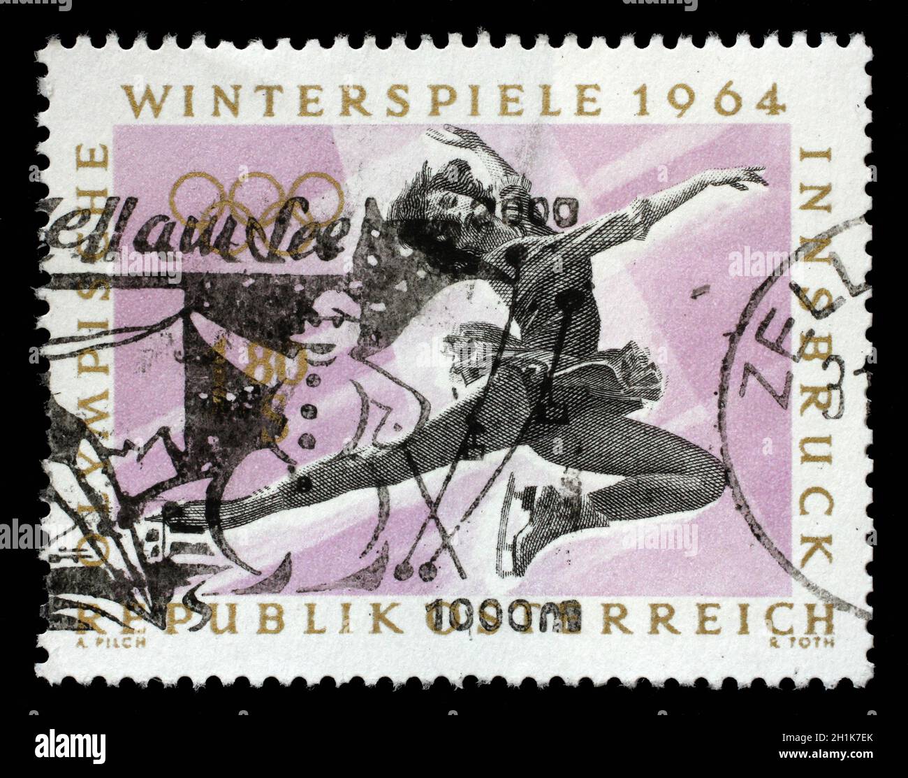 Für die Briefmarke Österreich zeigt Eiskunstlauf, Olympische