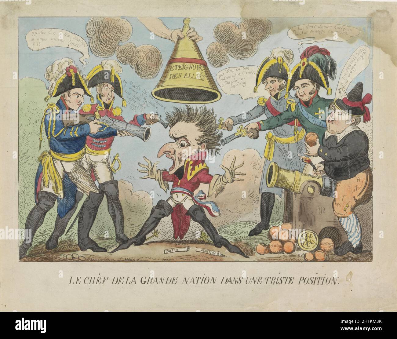 Napoleon wordt uitgedoofd, 1813-1814, George Cruikshank, 1814 - 1815 Stockfoto