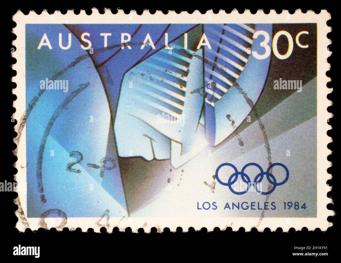 Stempel von Australien, gedruckt zeigt 1884 Olympischen Sommerspiele, ca. 1984 Stockfoto