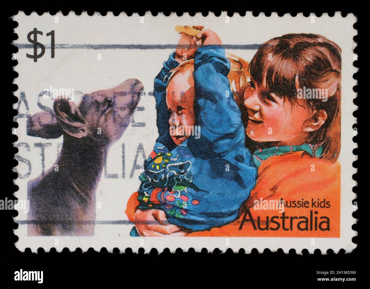 Stempel in Australien zeigt Bild von australischen Kindern, Serie, um 2002 Stockfoto
