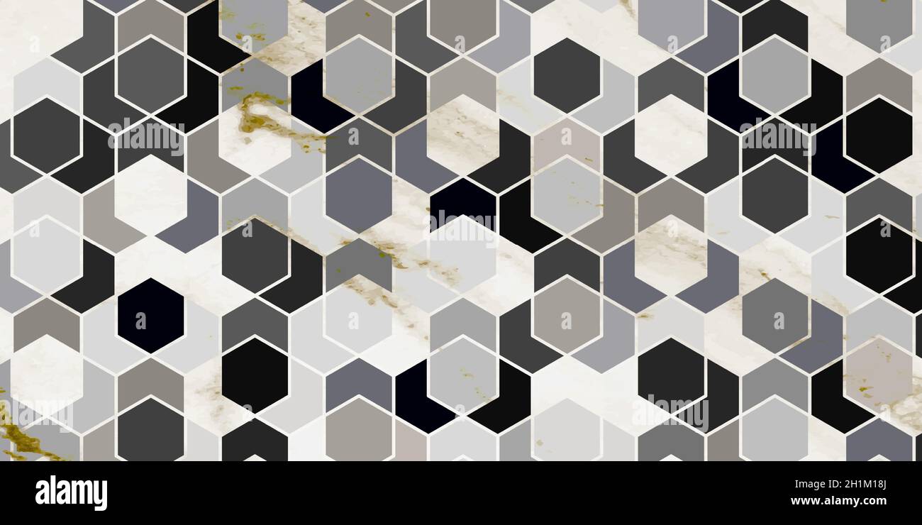 Geometrisches Muster polygonale Form eleganter Hintergrund von grau und Marmor Gold Textur Stock Vektor