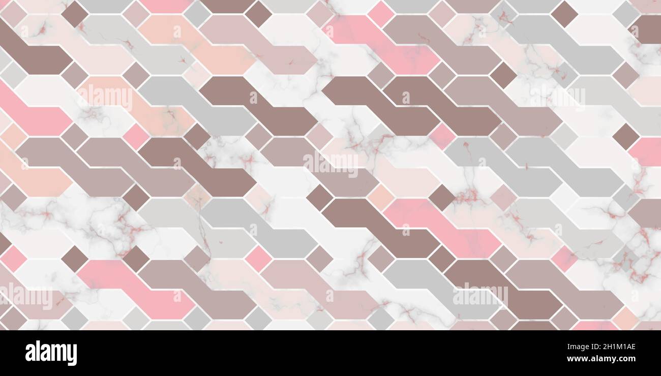 Abstraktes geometrisches Muster eleganter rosafarbener Hintergrund mit polygonaler Pastellfarbe und Marmorstruktur Stock Vektor