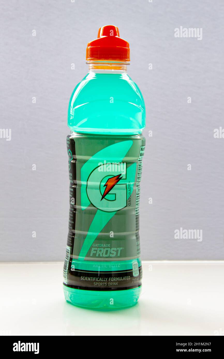 Calgary, Alberta, Kanada. November 16, 2020. Gatorade Frost Artic Bliz, Sportgetränk. Stockfoto