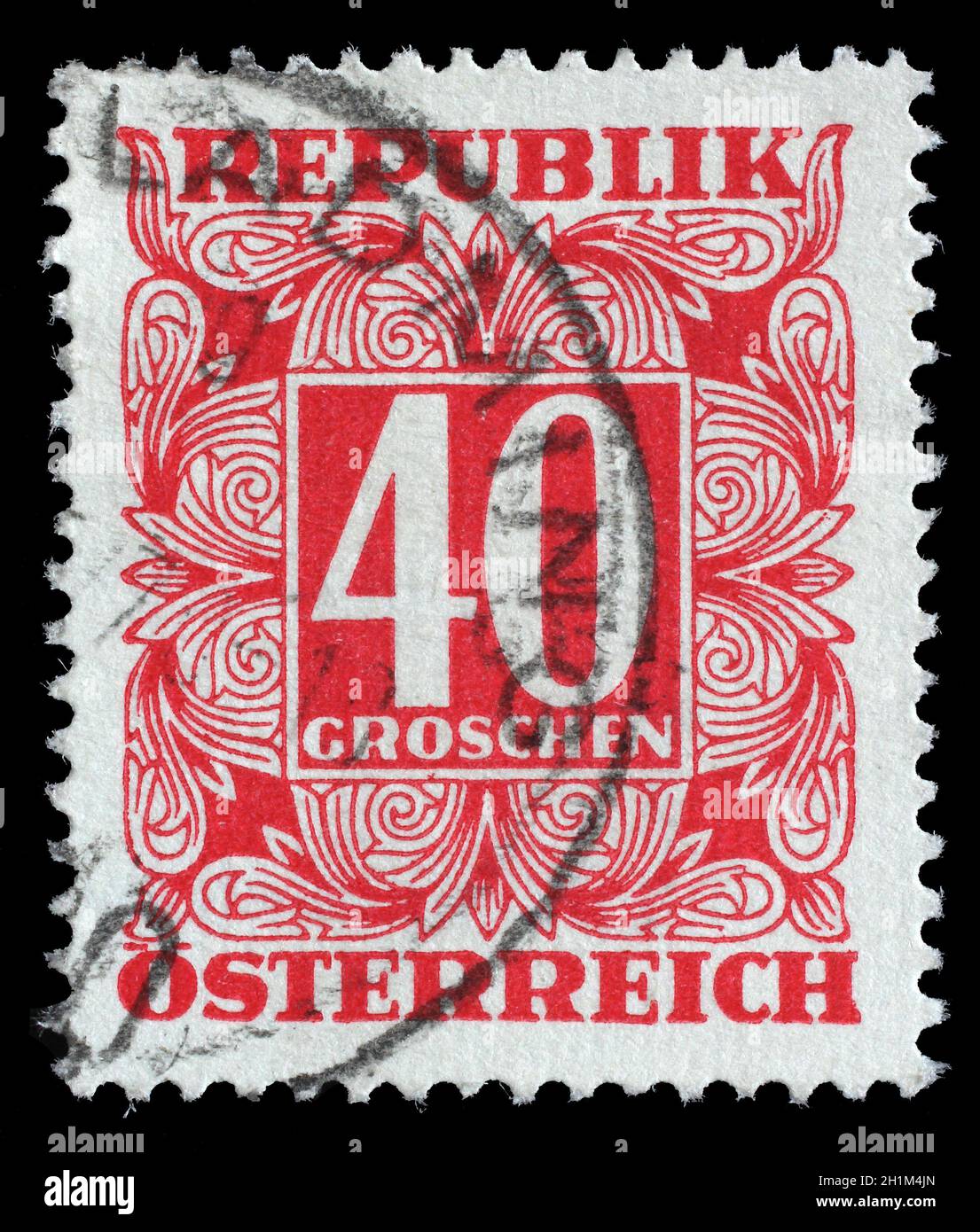 Stempel gedruckt in Österreich zeigt die Nummern, Nennwert Briefmarken, circa 1949. Stockfoto