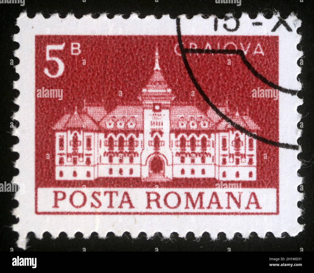 Briefmarke gedruckt in Rumänien zeigt Rathaus, Craiova, ca. 1973 Stockfoto