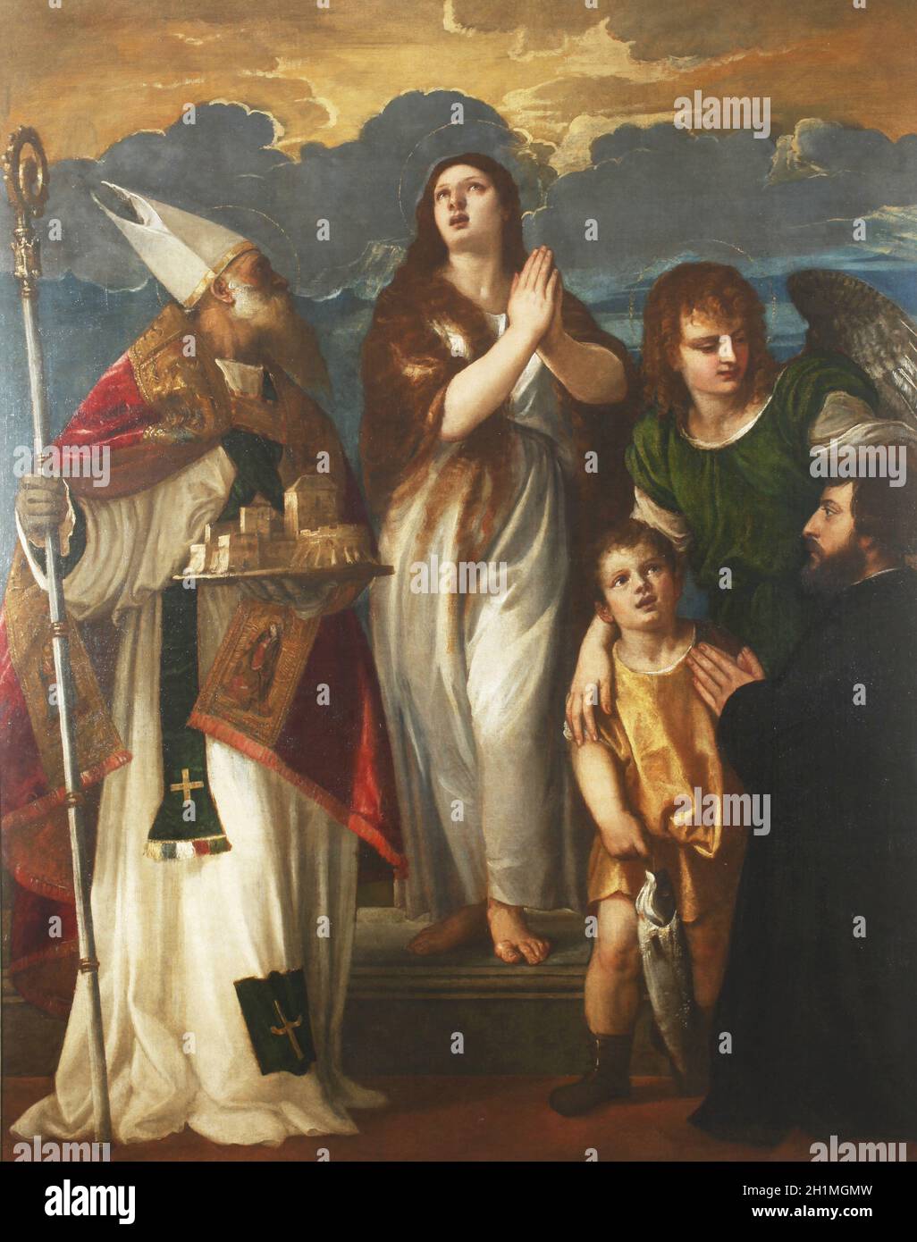 Tiziano Vecellio: St. Maria Magdalena, St. Blaise, der Erzengel Raphael, Tobias und der Spender Stockfoto