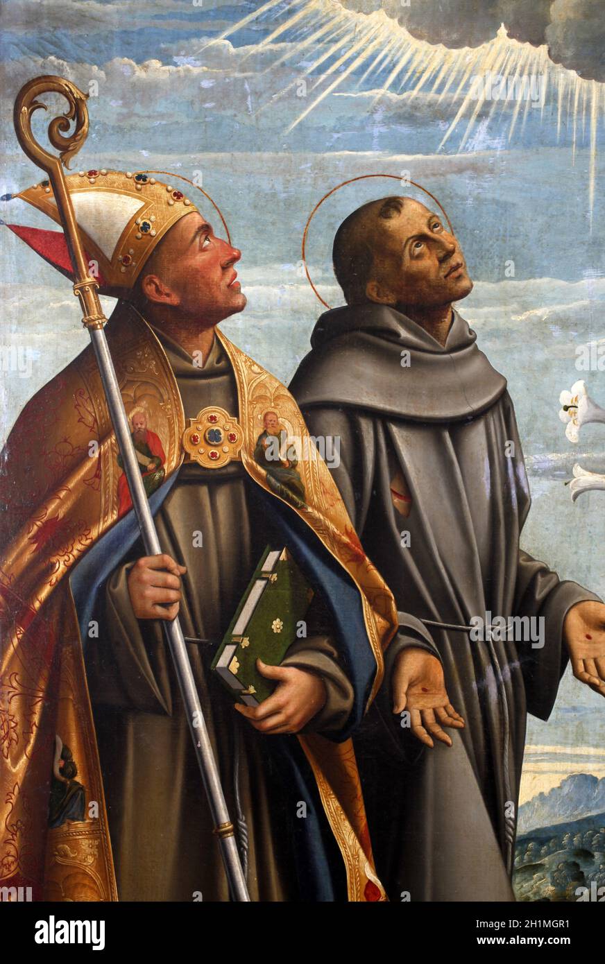 Girolamo da Santa Croce: St. Franziskus und St. Bonaventure, Altarbild Franziskanerkirche in Kosljun, Kroatien Stockfoto