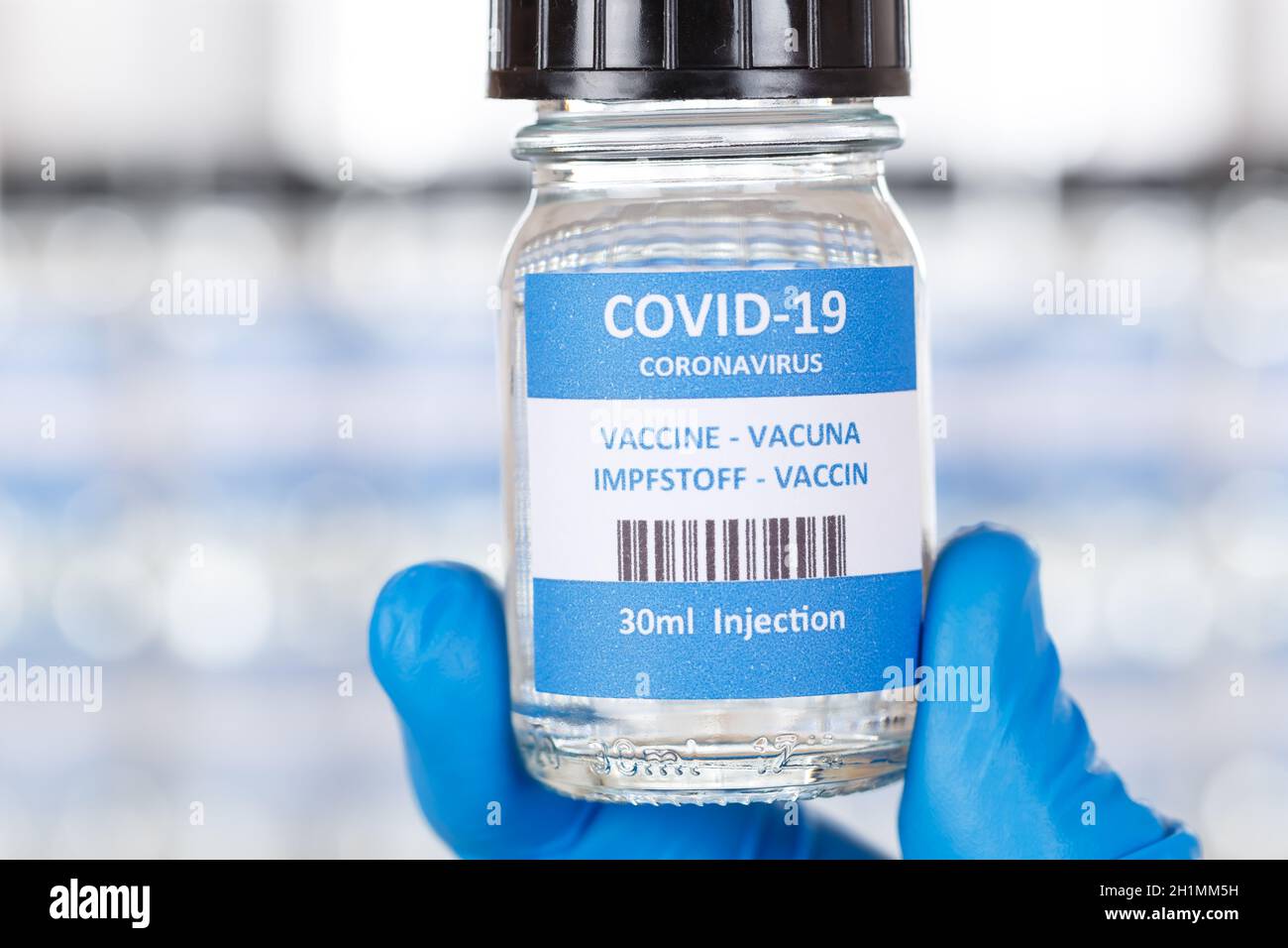 Coronavirus-Impfstoffflasche Corona Virus COVID-19 Covid-Impfstoffflaschen Stockfoto