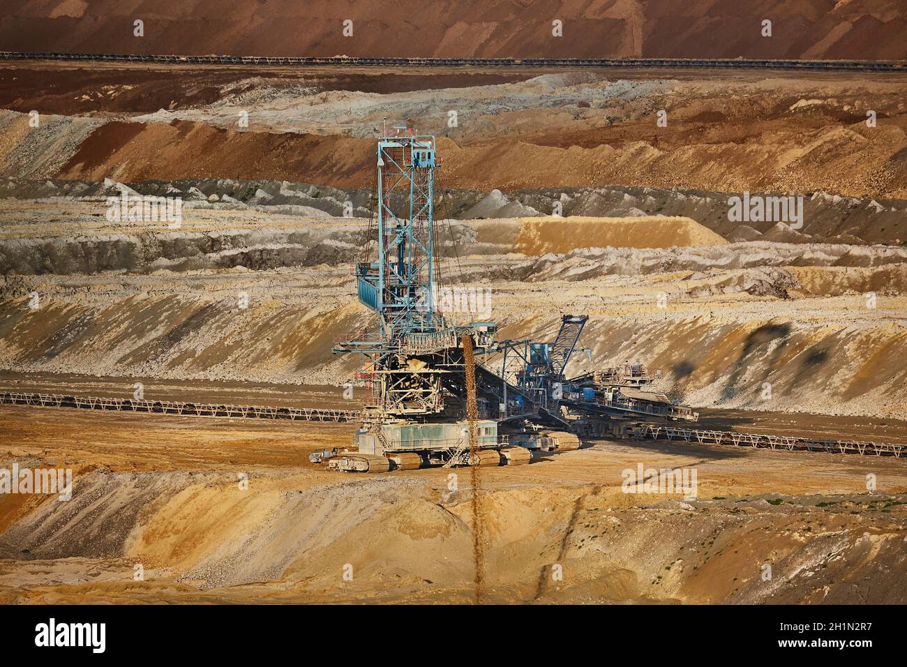 Tagebau von Kohle, hige Minenmaschinen Stockfoto