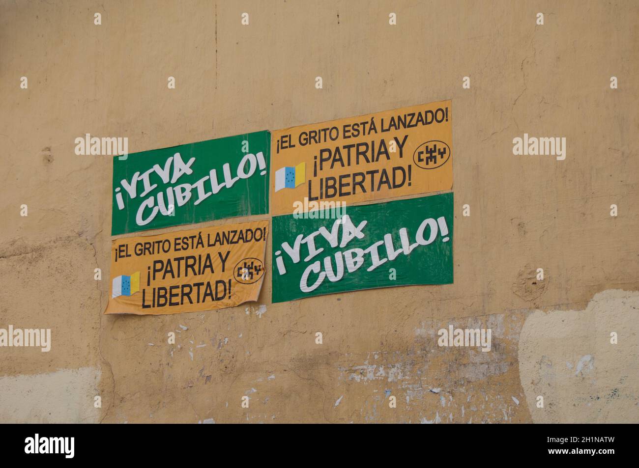 Plakat an der Wand über der Kanarischen Inseln Unabhängigkeit. Arrecife. Lanzarote. Kanarischen Inseln. Spanien. Stockfoto