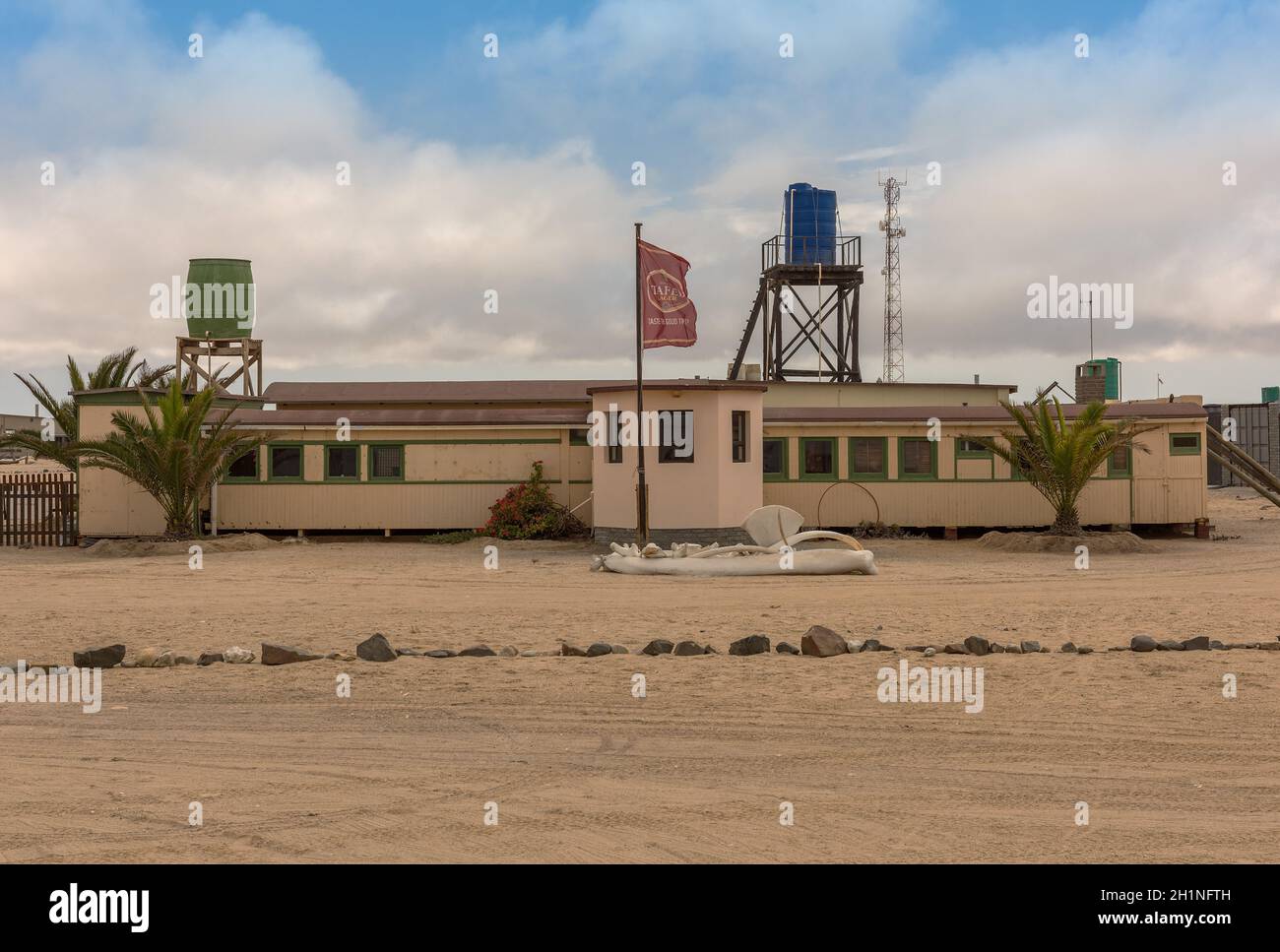 Haus in der Ferienanlage Wlotzkasbaken im Norden von Swakopmund, Namibia Stockfoto