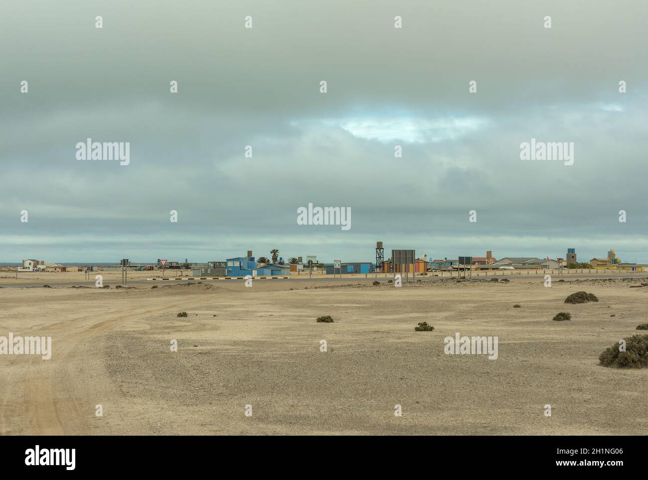 Blick auf den Ferienort Wlotzkasbaken im Norden von Swakopmund, Namibia Stockfoto