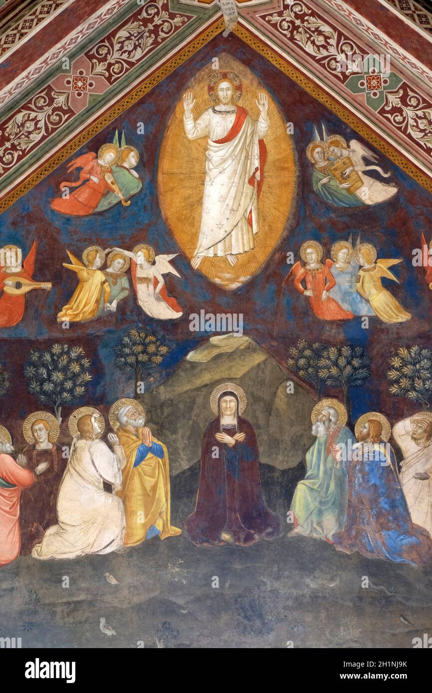 Christi Himmelfahrt, Fresko von Andrea Bonaiuto di, Spanische Kapelle in Santa Maria Novella Principal dominikanische Kirche in Florenz, Italien Stockfoto